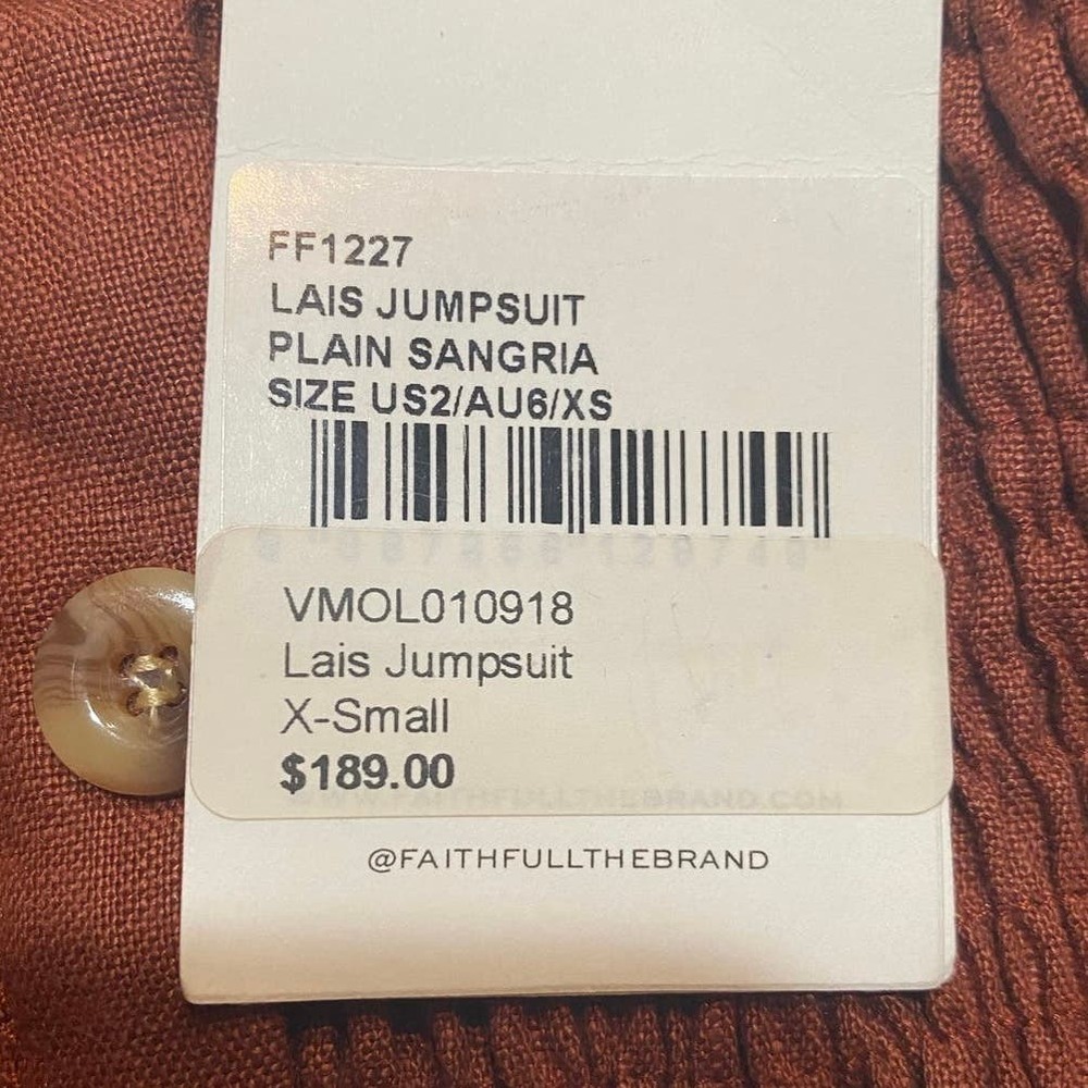 NWT Faithfull the Brand Anthropologie Lais Wide Leg Jumpsuit Linen Size 2 - Picture 11 of 11